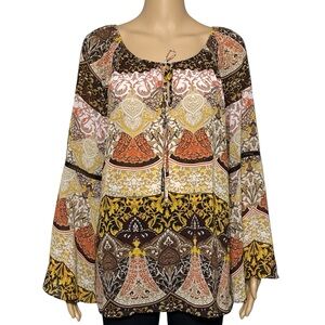 new york company Woman’s Top Long Sleeve Large Brown Flared